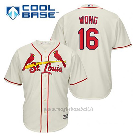 Maglia Baseball Uomo St. Louis Cardinals Kolten Wong 16 Crema Alterner Cool Base